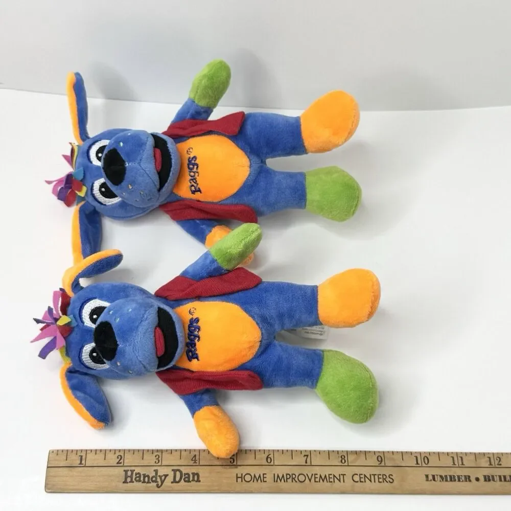 Vintage Raggs The Blue Dog 8.5" Plush Stuffed Animal Lot of 2 PBS Kids TV Show - Picture 2 of 6